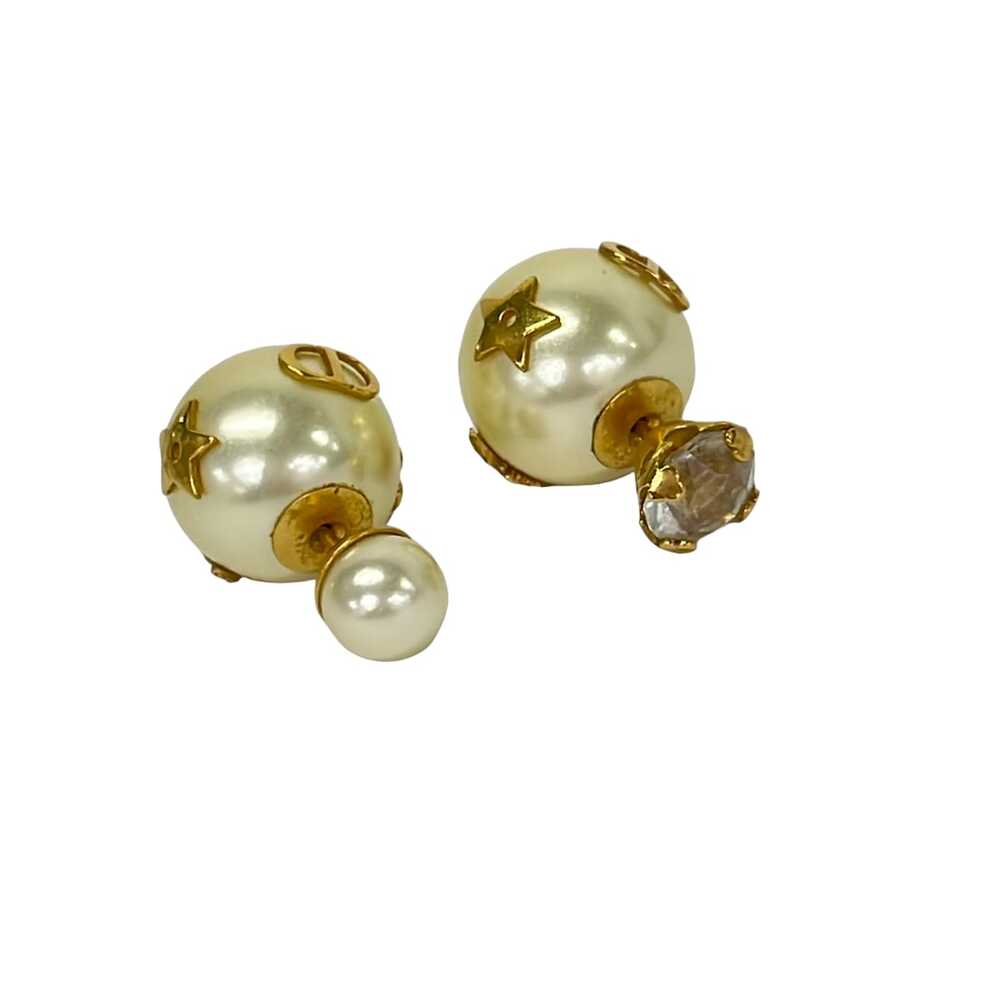 Christian Dior Dior Tribal Earrings White Gold Clear Faux Pearl Hardware